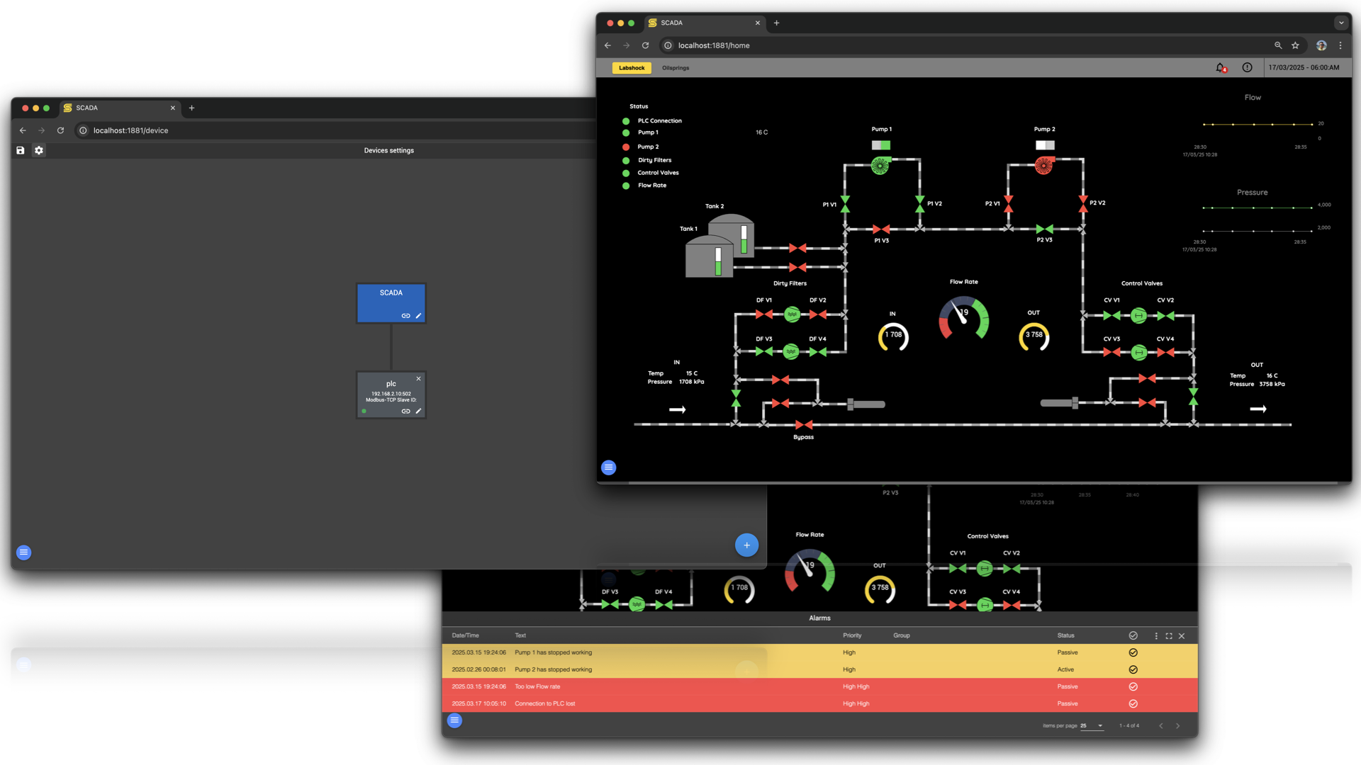 SCADA hands-on training interface